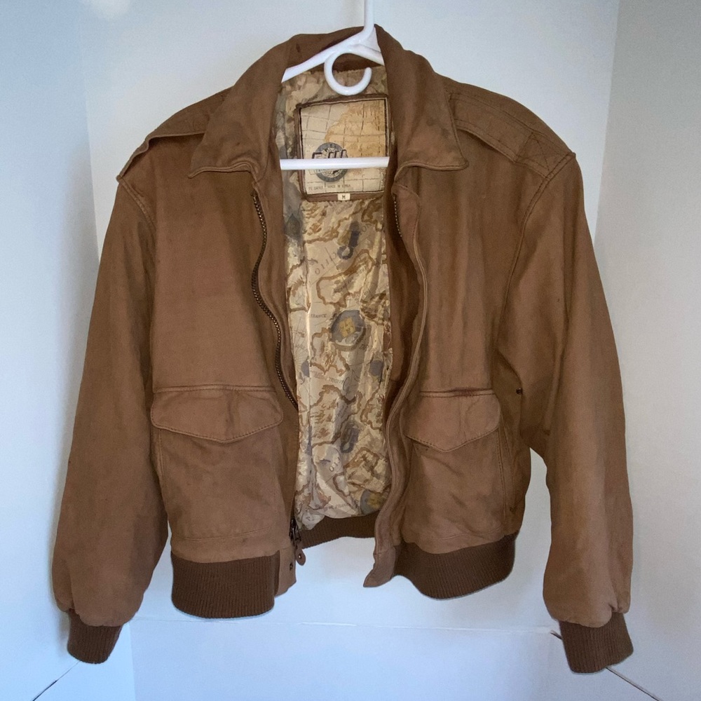 90’s Vintage GIII Global Identity Brown Leather Bomber Jacket Size M